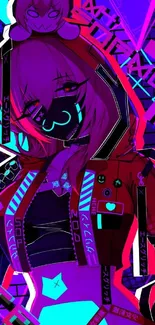 Cyberpunk anime wallpaper with neon and futuristic designs.