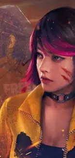 Anime-inspired cyberpunk art with vibrant colors.