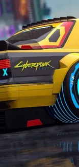 Futuristic cyberpunk car with neon lights.