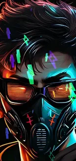 Cyberpunk style character in neon mask.