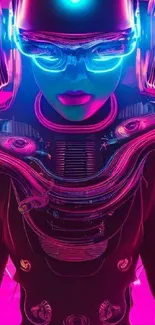 Futuristic cyberpunk neon artwork with vivid colors and sci-fi elements.