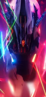 Futuristic cyberpunk neon wallpaper with vibrant colors and dynamic design.