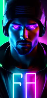 Vibrant cyberpunk style wallpaper with neon colors and futuristic design