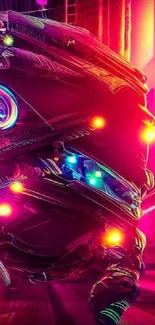 Futuristic neon cyberpunk art with vibrant colors.