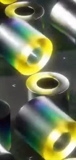 Vibrant cylindrical art with dynamic colors