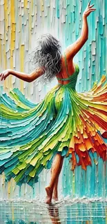 Abstract art of a dancing figure in vibrant colors.