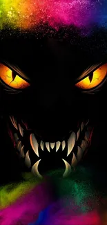 Vibrant dark wallpaper with fierce eyes