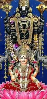 Intricate deity design with vibrant colors and spiritual themes for phone wallpaper.