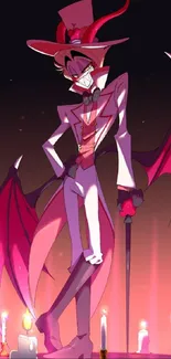 Vibrant animated demon character with red and pink hues in dark fantasy style.