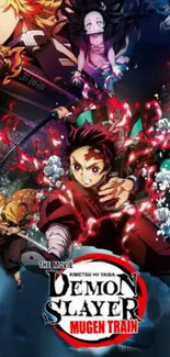 Demon Slayer Mugen Train vibrant anime wallpaper with dynamic characters.