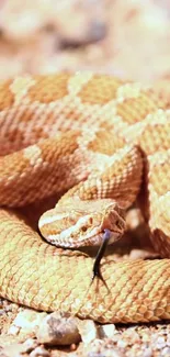 Close-up of vibrant desert snake in orange tones.