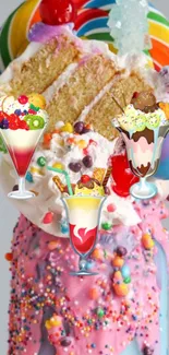 Vibrant candy and dessert mobile wallpaper with colorful sweets and sprinkles.