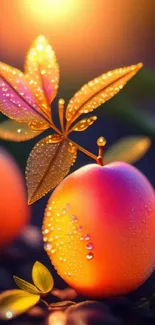 Vibrant, dew-kissed fruit with radiant colors in a mobile wallpaper design.