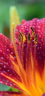 Close-up of a vibrant orange flower with dew.