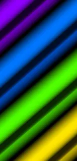 Colorful diagonal stripes in rainbow hues for mobile wallpaper.