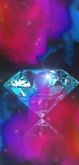 Vibrant diamond among colorful clouds wallpaper.