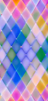Colorful diamond pattern wallpaper.