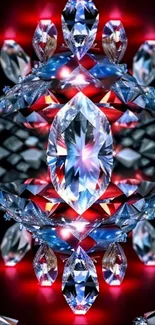 Dazzling gemstone art wallpaper with red and blue colors creating a luxurious look.