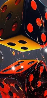 Vibrant red dice floating in abstract space.