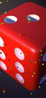 Red dice with colorful confetti mobile wallpaper.