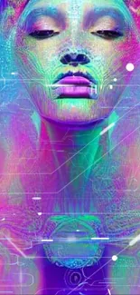 Vibrant colorful digital art wallpaper with neon hues and abstract design.