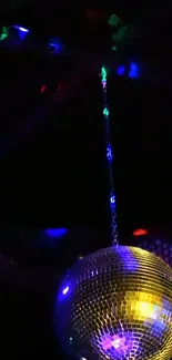 Colorful disco ball with vibrant lights.