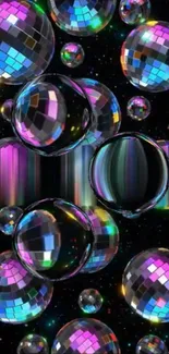 Vibrant disco ball wallpaper with colorful reflections.