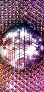 Vibrant geometric disco ball wallpaper with shimmering reflections.