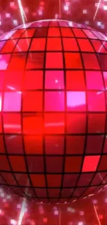 Red glowing disco ball mobile wallpaper.