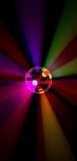 Colorful disco light beams in vibrant pattern.