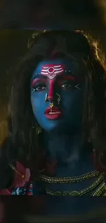 Vibrant divine portrait with face painting.