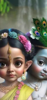 Colorful divine children artwork with intricate detail and vibrant hues.