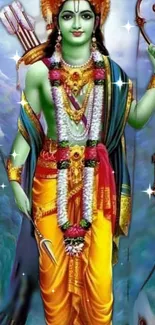 Colorful divine figure mobile wallpaper with spiritual aura.