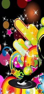 Colorful DJ silhouette with vibrant abstract design wallpaper.