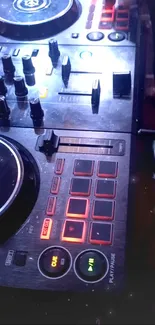 Vibrant DJ console with colorful controls.