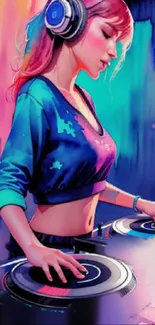 Colorful DJ-themed mobile wallpaper with vibrant art.