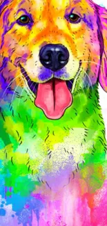 Vibrant artistic dog in colorful abstract design.