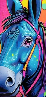 Colorful and vibrant donkey art wallpaper with a blue dominant hue.