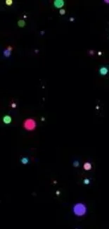 Vibrant colorful dots on a black background.