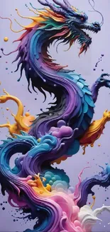 Colorful dragon mobile wallpaper with fluid design and vibrant hues.