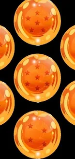 Orange Dragon Ball stars on a black background wallpaper.