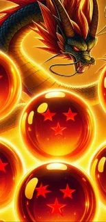 Anime dragon and spheres wallpaper with vibrant colors.