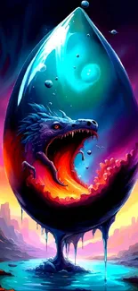 Fantasy dragon egg in colorful landscape wallpaper.