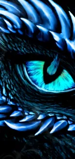 Close-up of a blue dragon eye in digital artwork wallpaper.