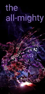 Intricate purple dragon design on dark background.