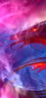 Vibrant fantasy dragon art with magenta hues.