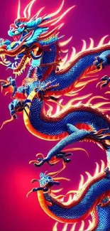 Vibrant dragon fantasy art on purple background.