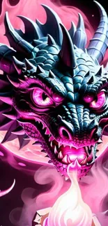 Vibrant neon dragon fantasy art wallpaper.
