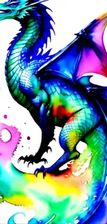 Colorful dragon artwork with vibrant hues on a mobile wallpaper.