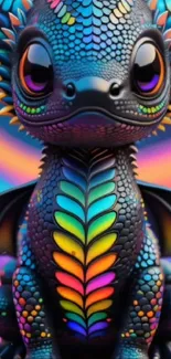 Colorful and vibrant dragon fantasy wallpaper for mobile devices.